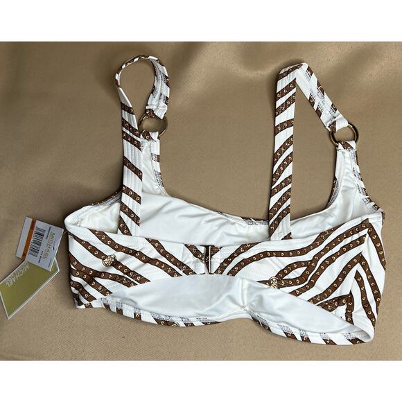 Michael Kors Bone Logo Ring U-neck Bralette Bikini Top XS NWT - Picture 4 of 4